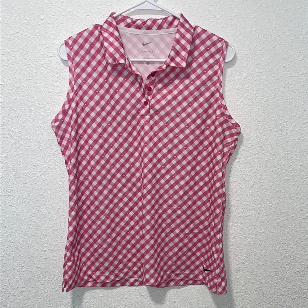 Nike Pink and White Polo Fitted